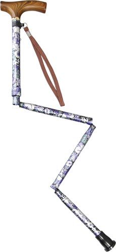 すべりにくい杖 伸縮折りたたみ式 紺花柄 1本