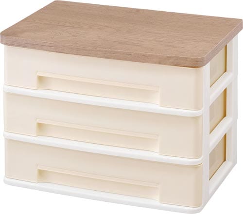 ウッドトップデスクチェストワイド アッシュ茶 4個