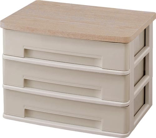 ウッドトップデスクチェストワイド アッシュ灰 4個