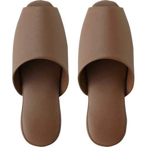 抗菌多機能ビニールスリッパ 前あき ブラウン