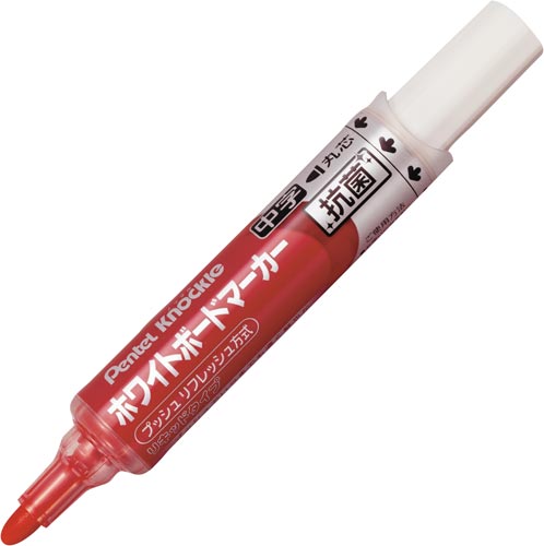 ホワイトボードマーカーノックル抗菌 中字 赤10本