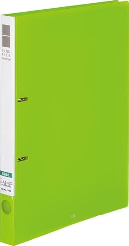 リングファイルスリム抗菌A4 背幅27mm黄緑5冊