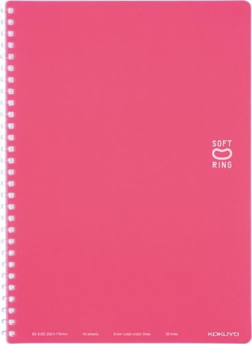 ソフトリングノート(ドット入り罫線)セミB5桃×5