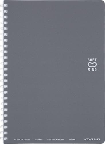 ソフトリングノート(ドット入り罫線)A5濃灰×5