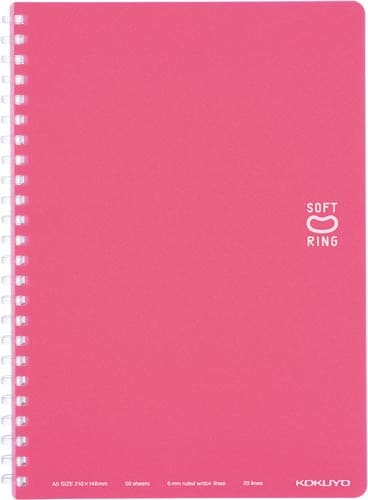ソフトリングノート(ドット入り罫線)A5 薄桃×5