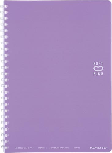 ソフトリングノート(ドット入り罫線)A5 紫×5