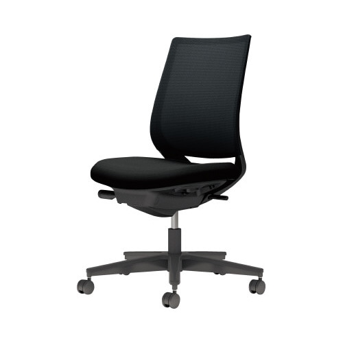 チェア ミトラ2黒脚ロー肘無M本体黒黒U
