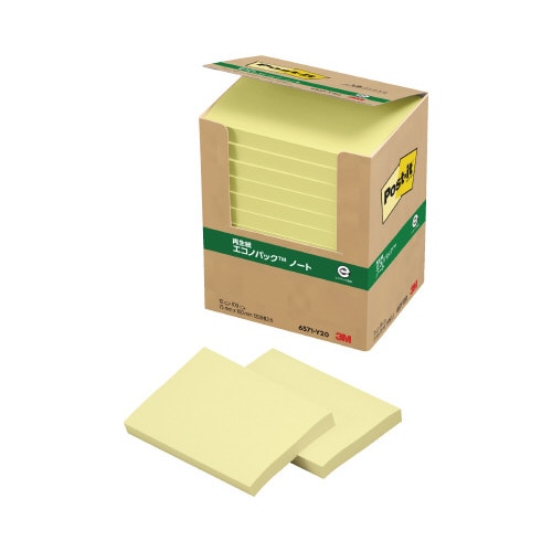 ポストイット 再生紙ノート 75×100 黄12冊