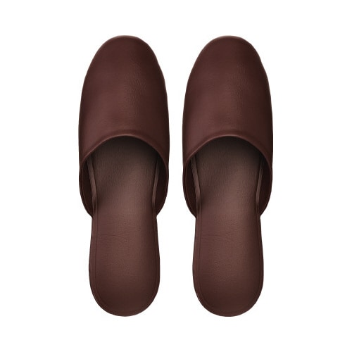 レザー調スリッパ ダークブラウン 10足