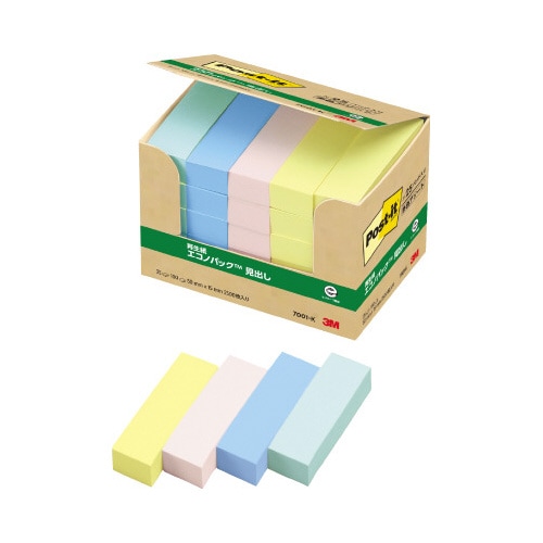 ポストイット 再生紙見出し 50×15 混色25冊