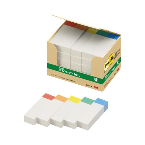 ポストイット 再生紙見出し50×15色帯5色25冊
