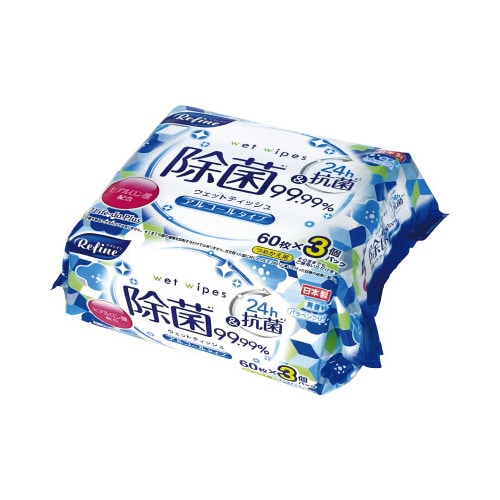 アルコール除菌ウェットティシュ60枚3P