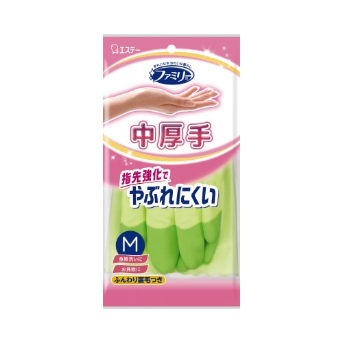 ファミリー ビニール中厚手指先強化 M グリーン