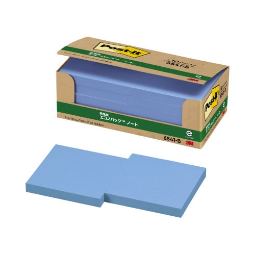 ポストイット 再生紙ノート 75×75 青10冊
