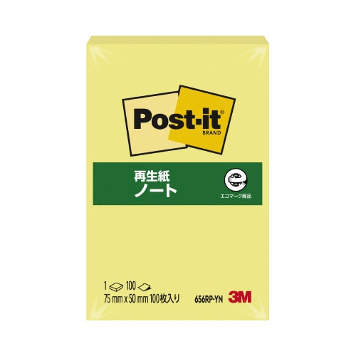 ポストイット 再生紙ノート75×50 イエロー1冊