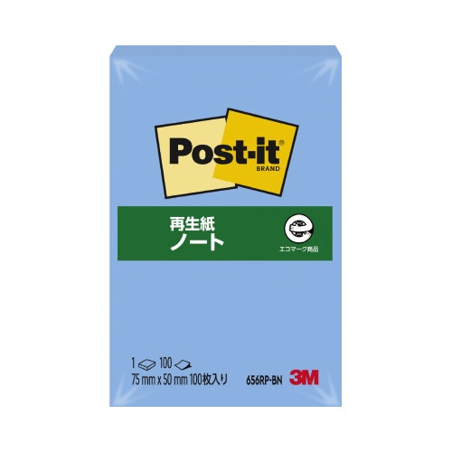 ポストイット 再生紙ノート75×50 ブルー 1冊