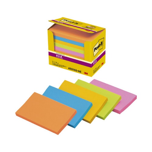 ポストイット 強粘着 75×127ネオン混色10冊