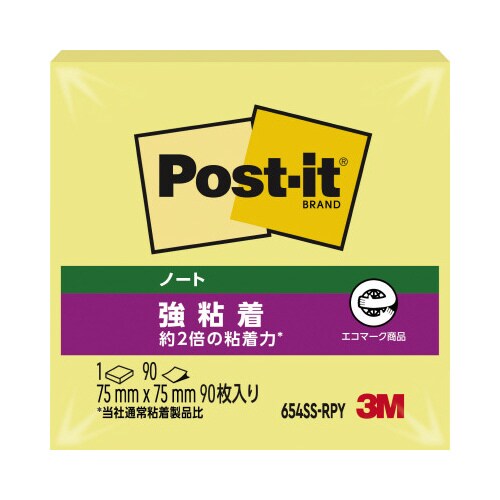 ポストイット強粘着75×75 パステル 黄 1冊