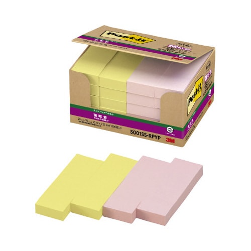 ポストイット強粘着75×25 パステル黄・桃20冊