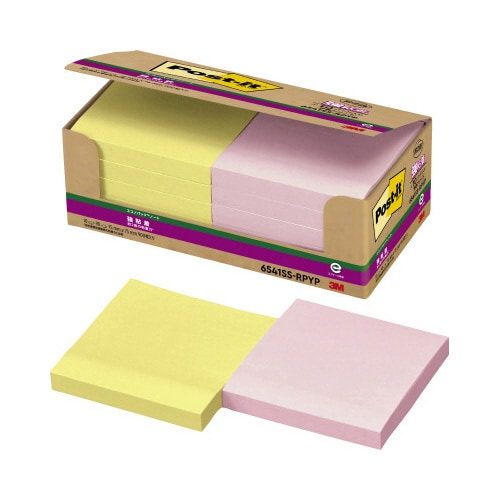 ポストイット強粘着75×75 パステル黄・桃10冊