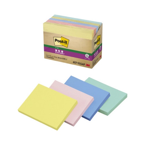 ポストイット強粘着75×100パステル混色5冊×5