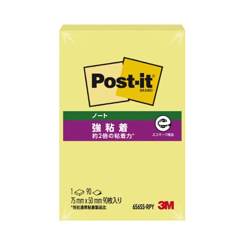 ポストイット強粘着75×50 パステルイエロー1冊