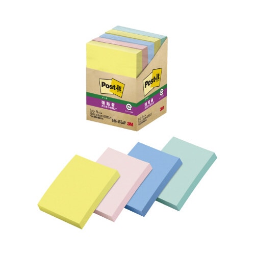 ポストイット強粘着75×50 パステル混色 5冊