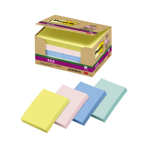 ポストイット強粘着75×50 パステル混色10冊