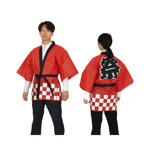 カラー不織布ハッピ祭(L) 赤X3