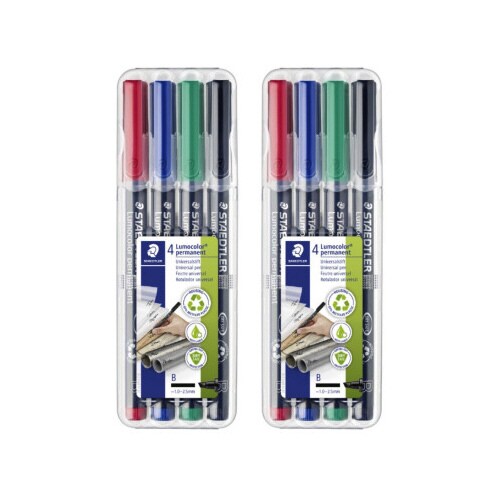 油性ペン ルモカラー 太書き 4色 ×2