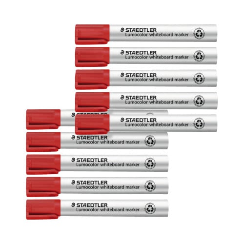 ホワイトボードマーカールモカラー角芯レッド×10