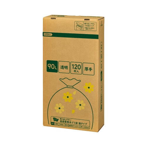 取り出しやすい低密度厚手ゴミ袋 透明 90L