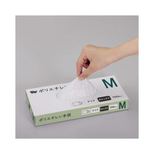 ポリエチレン手袋 内エンボスM100枚クリア×5
