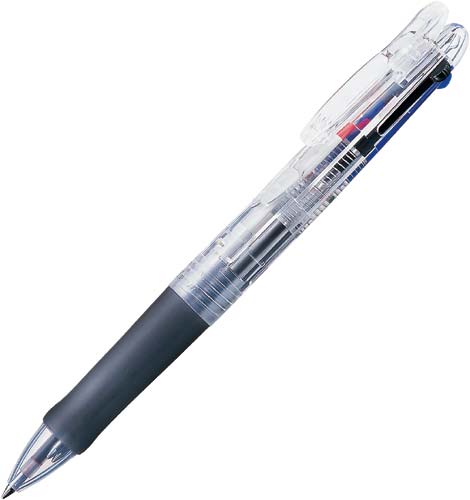 クリップオンG3色ボールペン 透明軸