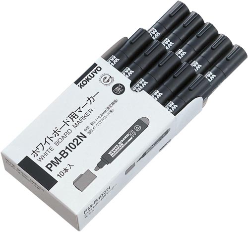 再生樹脂ホワイトボード用マーカー 中字 黒10本