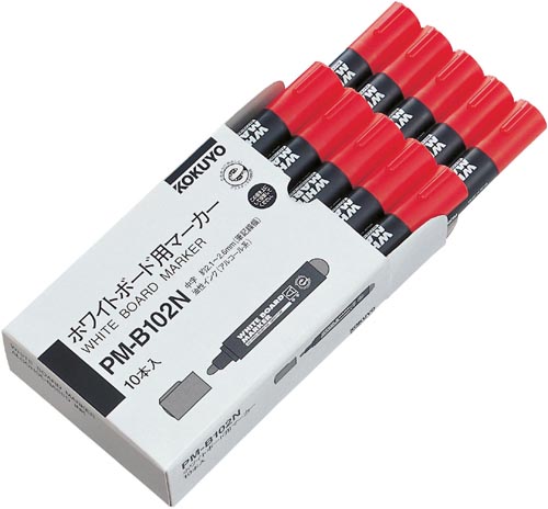 再生樹脂ホワイトボード用マーカー 中字 赤10本