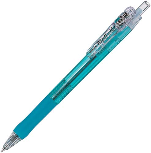 タプリクリップボールペン 0.7mm水色軸10本