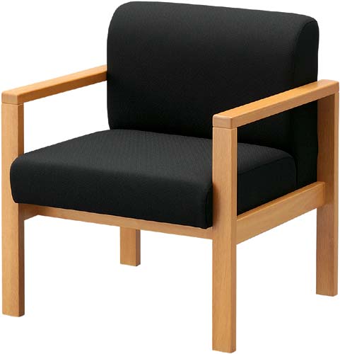 カウネット木製応接ソファ 1人掛 布ブラック