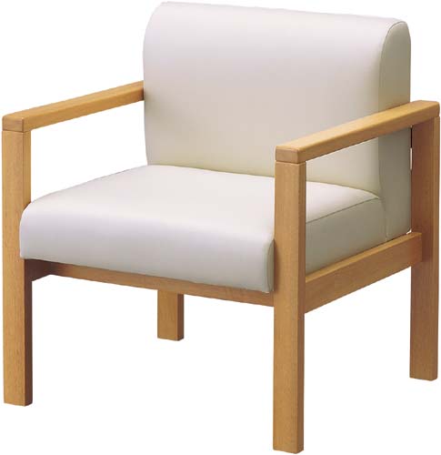 カウネット木製応接ソファ 1人掛 レザーホワイト