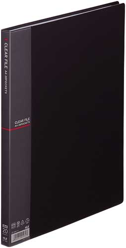 クリアファイルA4縦20ポケット ダークグレー