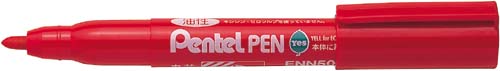 油性マーカー Yesぺんてるペン 中字丸芯赤10本