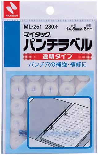 マイタックパンチラベル 透明 内径6mm