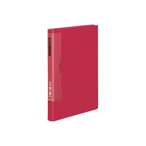 クリヤーブックウェーブカット 固定式A4縦40P赤