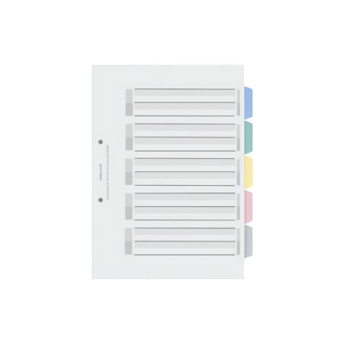 カラー仕切カードPP A4縦 5山 5組