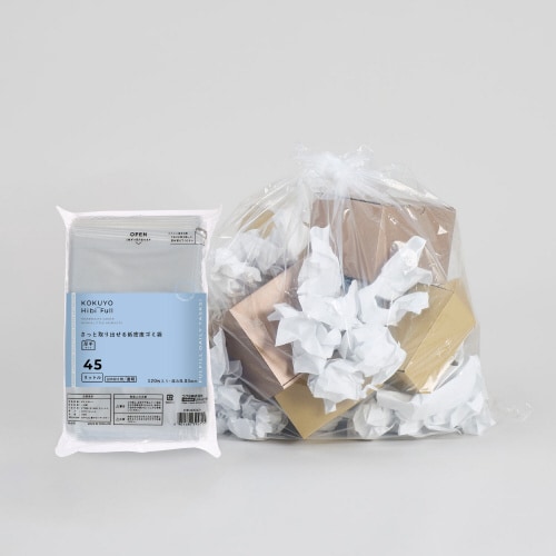 さっと取り出せる低密度ゴミ袋 厚手45L 詰替透明