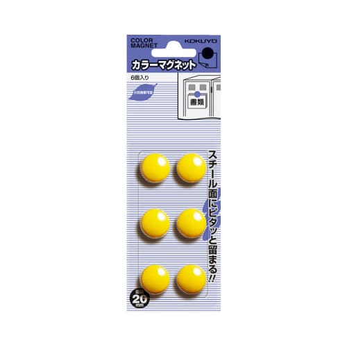 カラーマグネット 直径20mm 6個入 黄