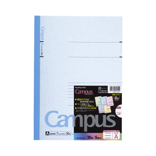 キャンパスノートカラー表紙 A4 A罫 5色パック