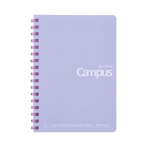 キャンパスソフトリングノート A6 パープル×5