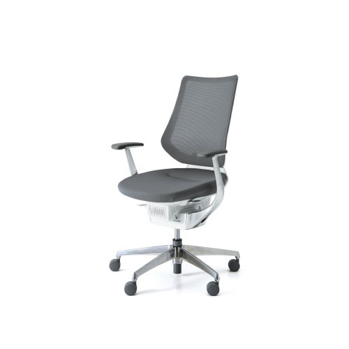 イング メッシュバーチカル本体白アルミ脚薄灰軟床用