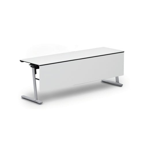 カ−ム棚付 幕板付W2100シルバー脚ホワイト